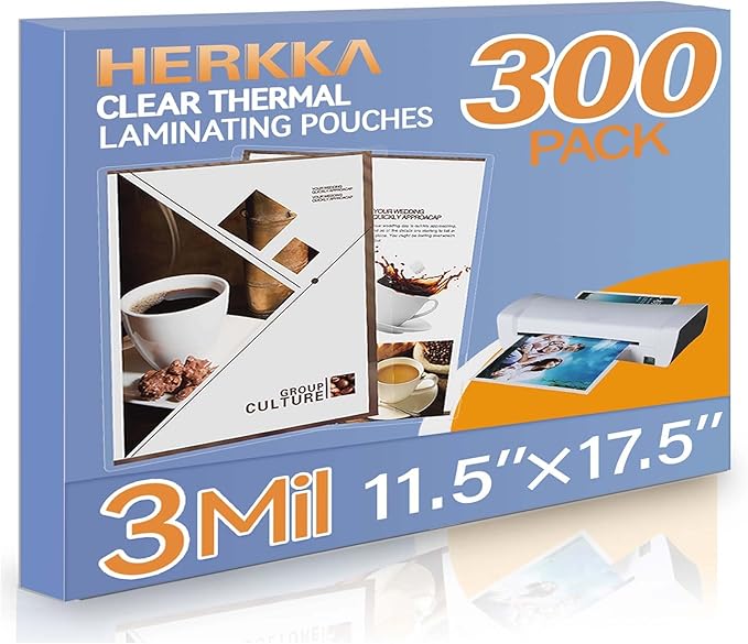 HERKKA 300 Pack Laminating Sheets, Hold 11 x 17 Inch Sheet, 3 Mil Clear Thermal by HERKKA