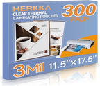 HERKKA 300 Pack Laminating Sheets, Hold 11 x 17 Inch Sheet, 3 Mil Clear Thermal by HERKKA