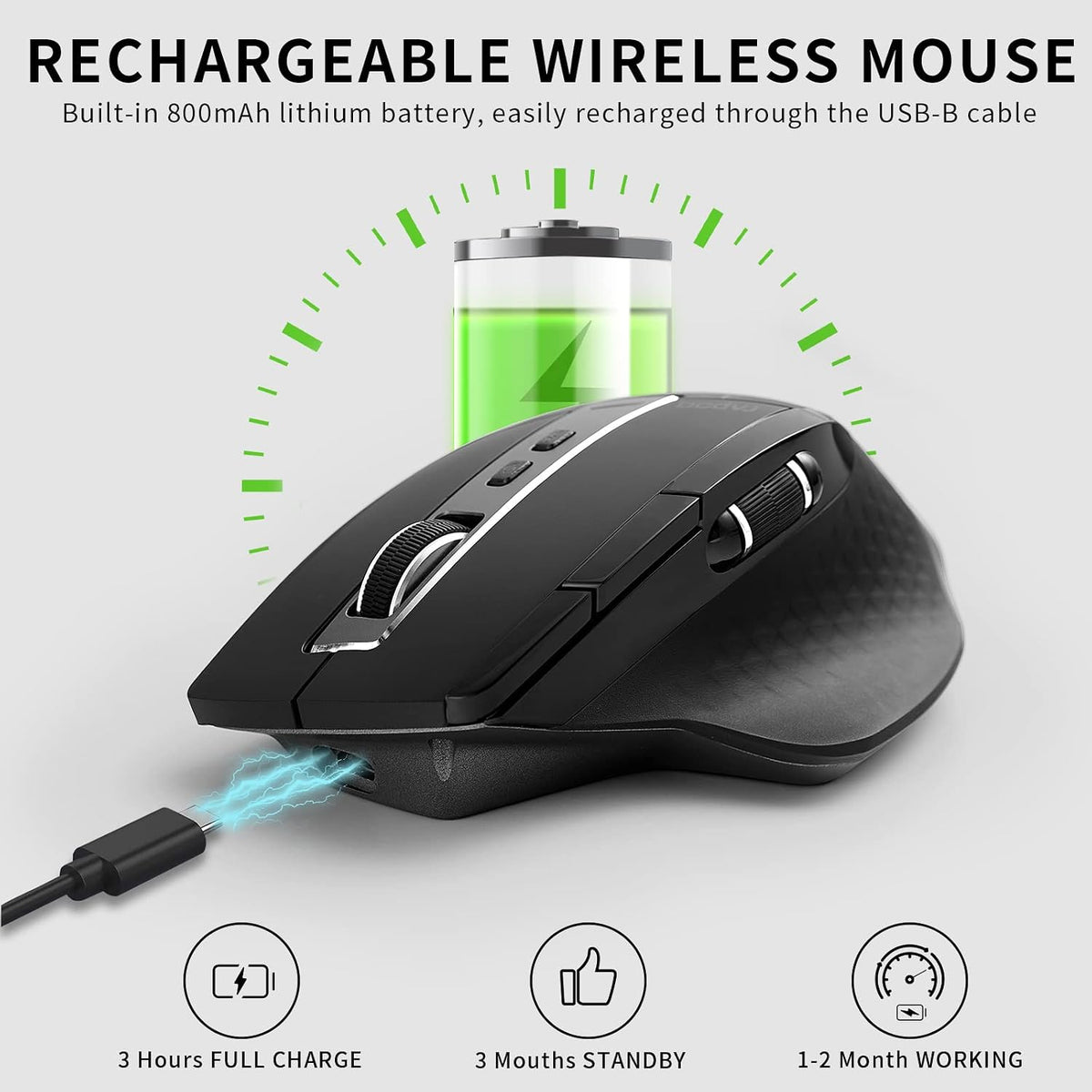 Rapoo Bluetooth Wireless Mouse, 4 Adjustable DPI Rechargeable, Multi-Device (...