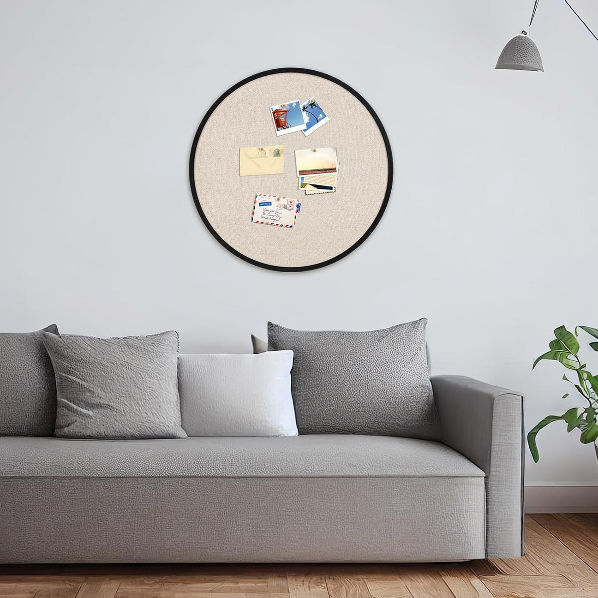 Wonderjune Linen Display Pinboard, Round, 24'' X 24'', Matte ...