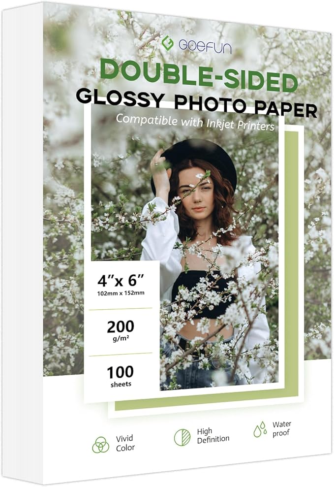 4x6 Photo Paper Double Sided Glossy, Goefun 200 GSM/54 LB Postcard Paper by Goefun