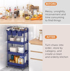 JIUYOTREE 4-Tier Plastic Rolling Storage Cart Utility Cart - Image 5