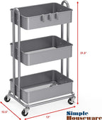 Simple Houseware 3-Tier Heavy Duty Metal Utility Rolling Cart - Image 6