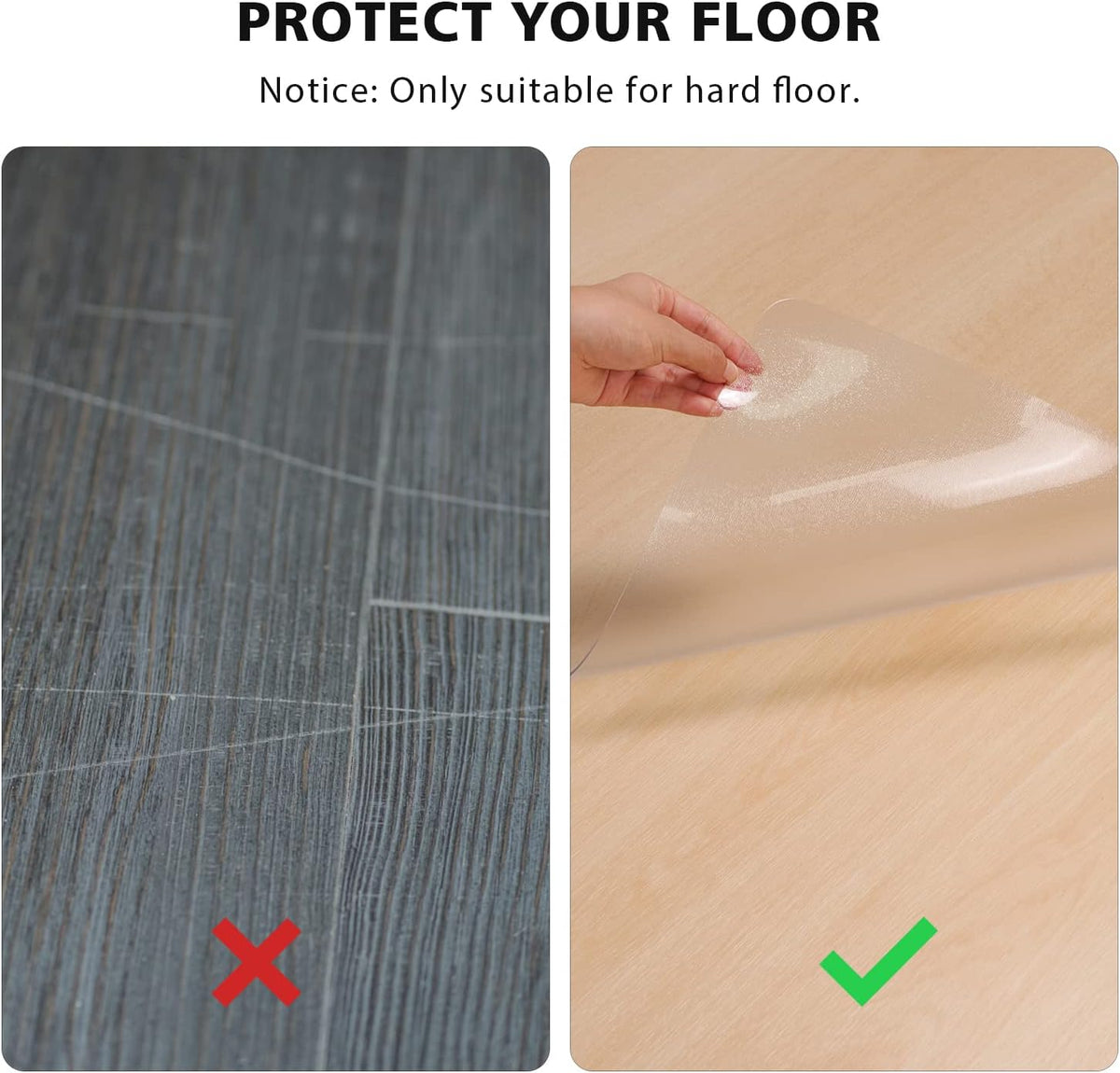 Floor Mats for Home, 8'×10' Clear Durable Non-Slip Area Rug for Dinin...