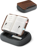 Viozon Lap Book Pillow Stand with Storage, Adjustable Beanbag Reading Pillow with Dark Wood Panel, Multi-Angle Book Holder for Hands-Free Reading in Bed or Sofa,Book Lover Essential,Soft Cushion