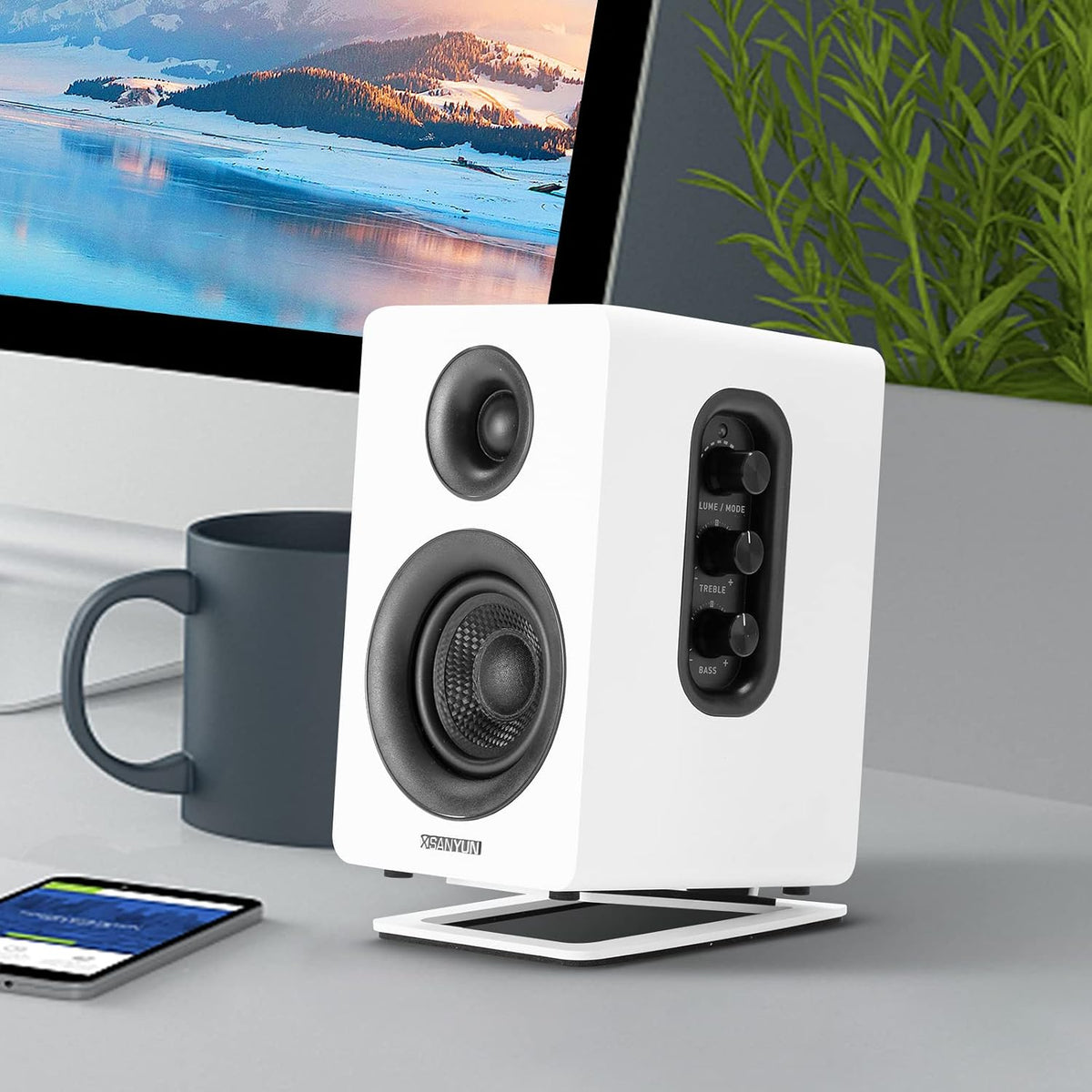Sanyun SW601 15° Tilted Speaker Stands for 2-3 Inch Speakers (Pair, White)