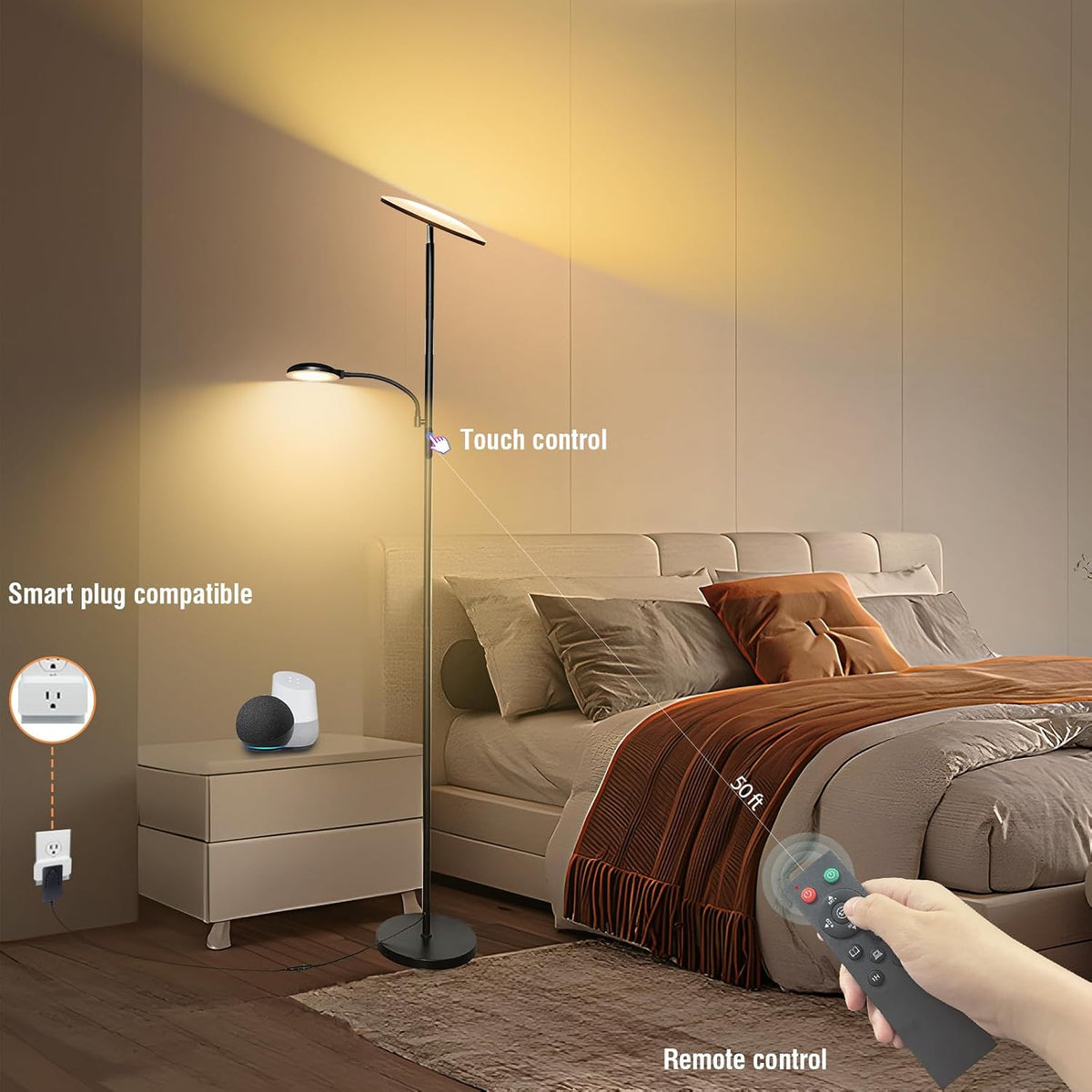 marctronic Floor Lamps for Living Room, 44W/4500LM Super Bright 2 in 1 LED Fl...
