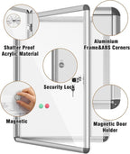 Mifuro 26"x20" Enclosed Bulletin Board, Lockable Weather-Resistant Aluminum - Image 3