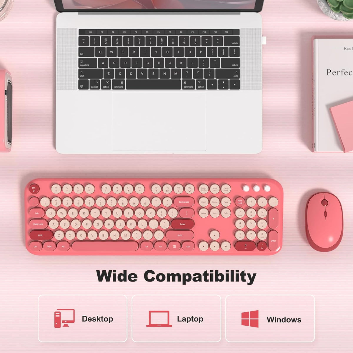MOFII Wireless Keyboard and Mouse Combo, Cute Keyboard Full Size and Wireless...
