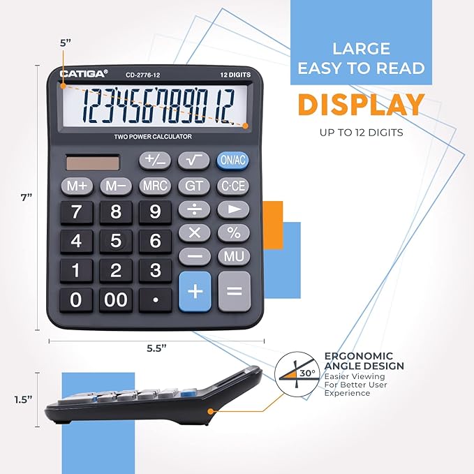 Premium Commercial 12-Digit Large Desktop Calculator - Image 3