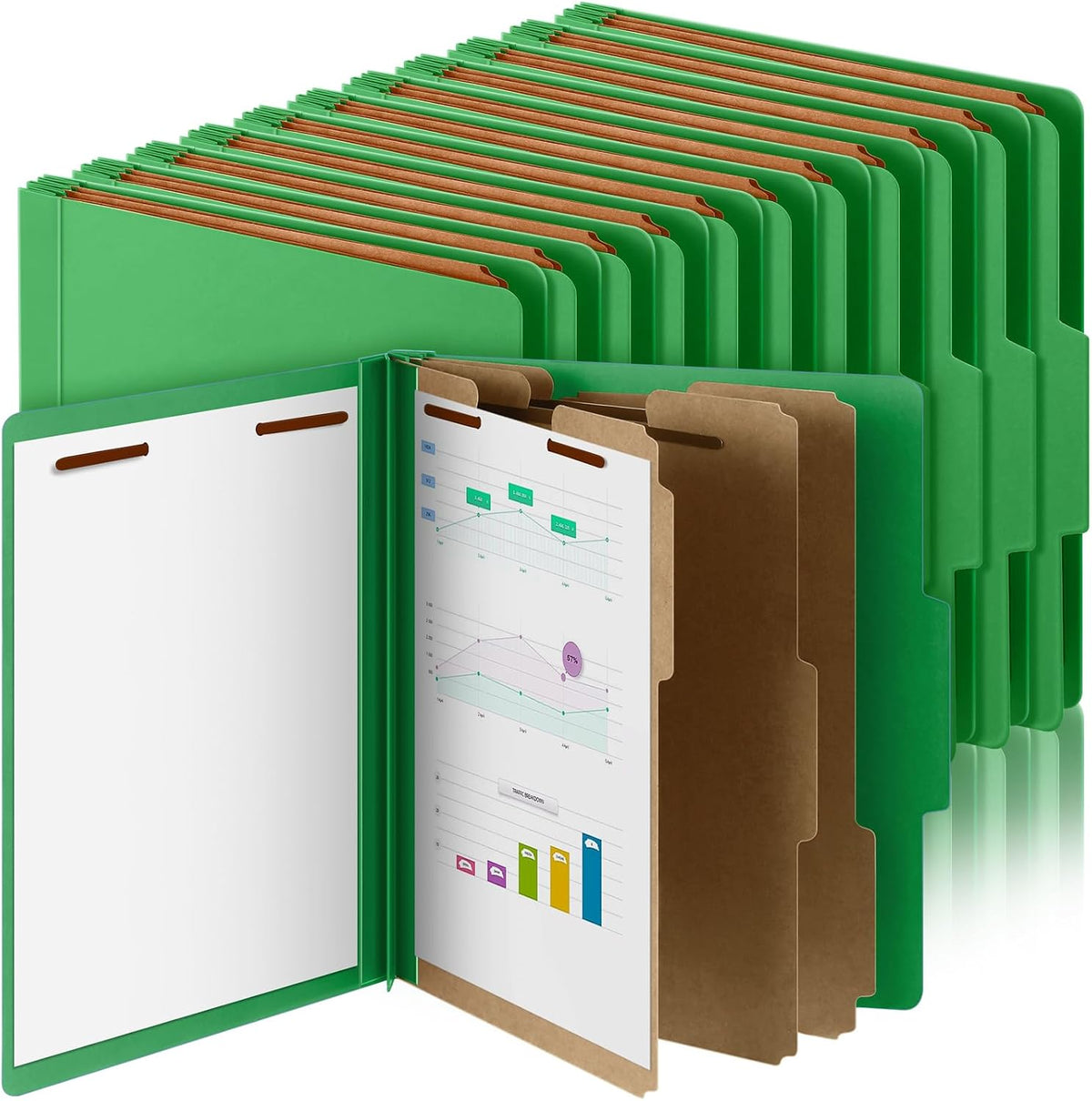 Skyygemm 36 Pcs Classification Folders Letter Size, 3 Divider Pressboard File