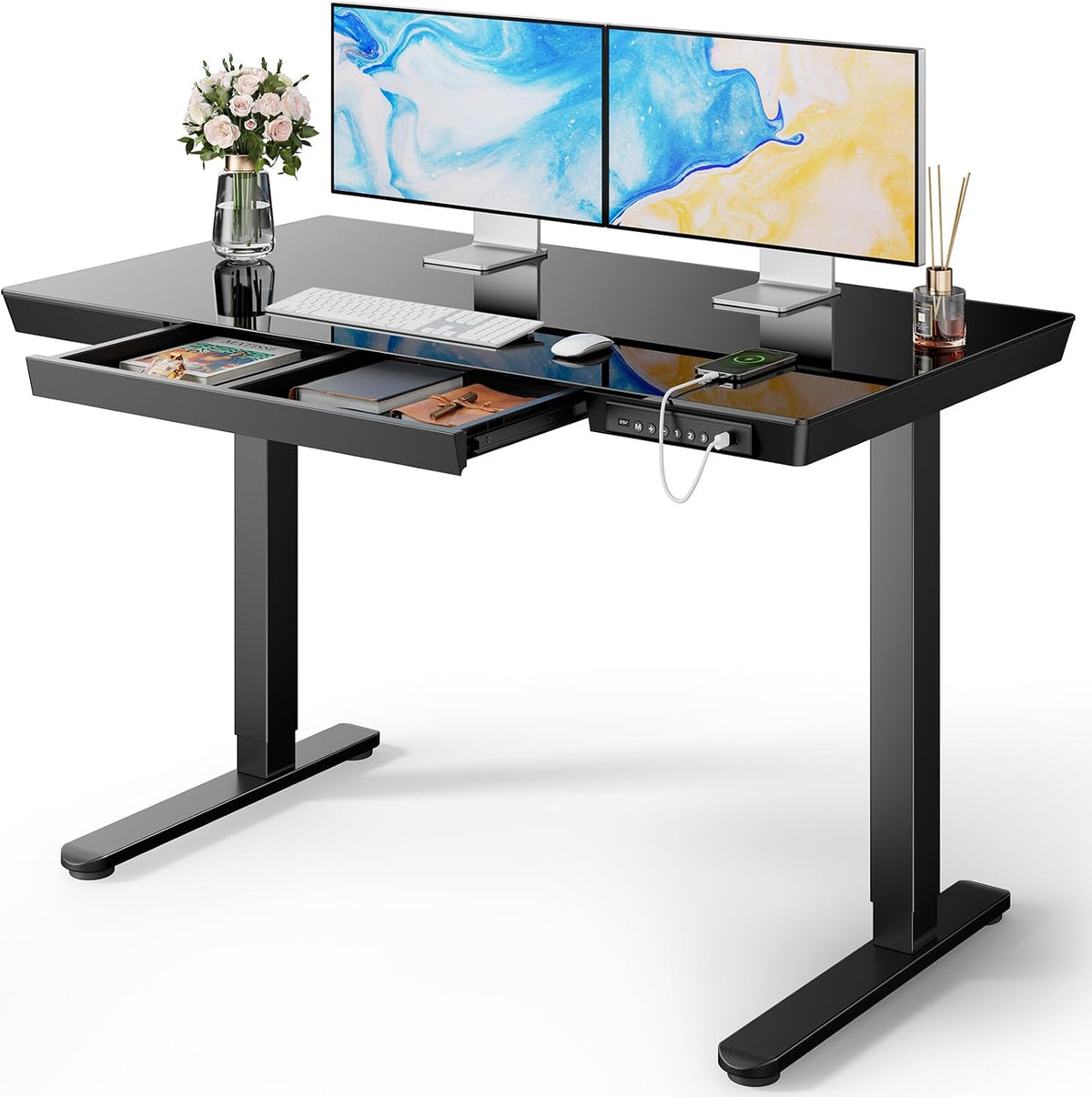 Marsail Glass Standing Desk