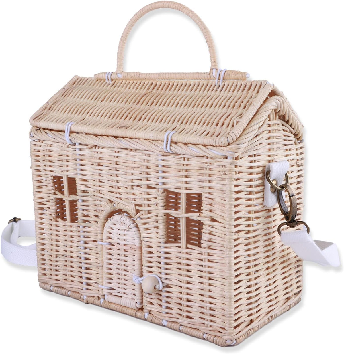 Handwoven Rattan House Storage Basket – Multi-Use Organizer with Handle &...