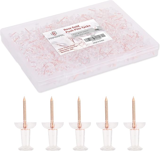 PAPERPAL 280 Rose Gold Push Pins by PAPERPALDirect
