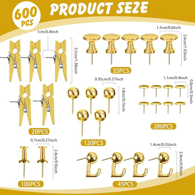 Sawysine 600 Pcs Decorative Push Pins - Image 2