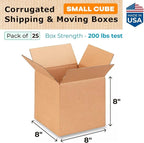 Small Cube Moving & Shipping Boxes 8"L x 8"W x 8"H - Image 2