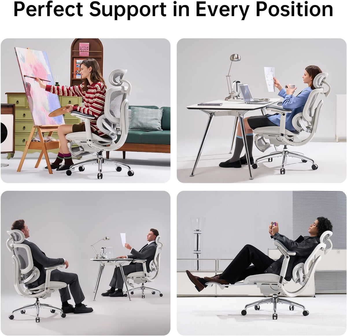 SIHOO Doro C300 Pro V2 Ergonomic Office Chair with Footrest, Grey
