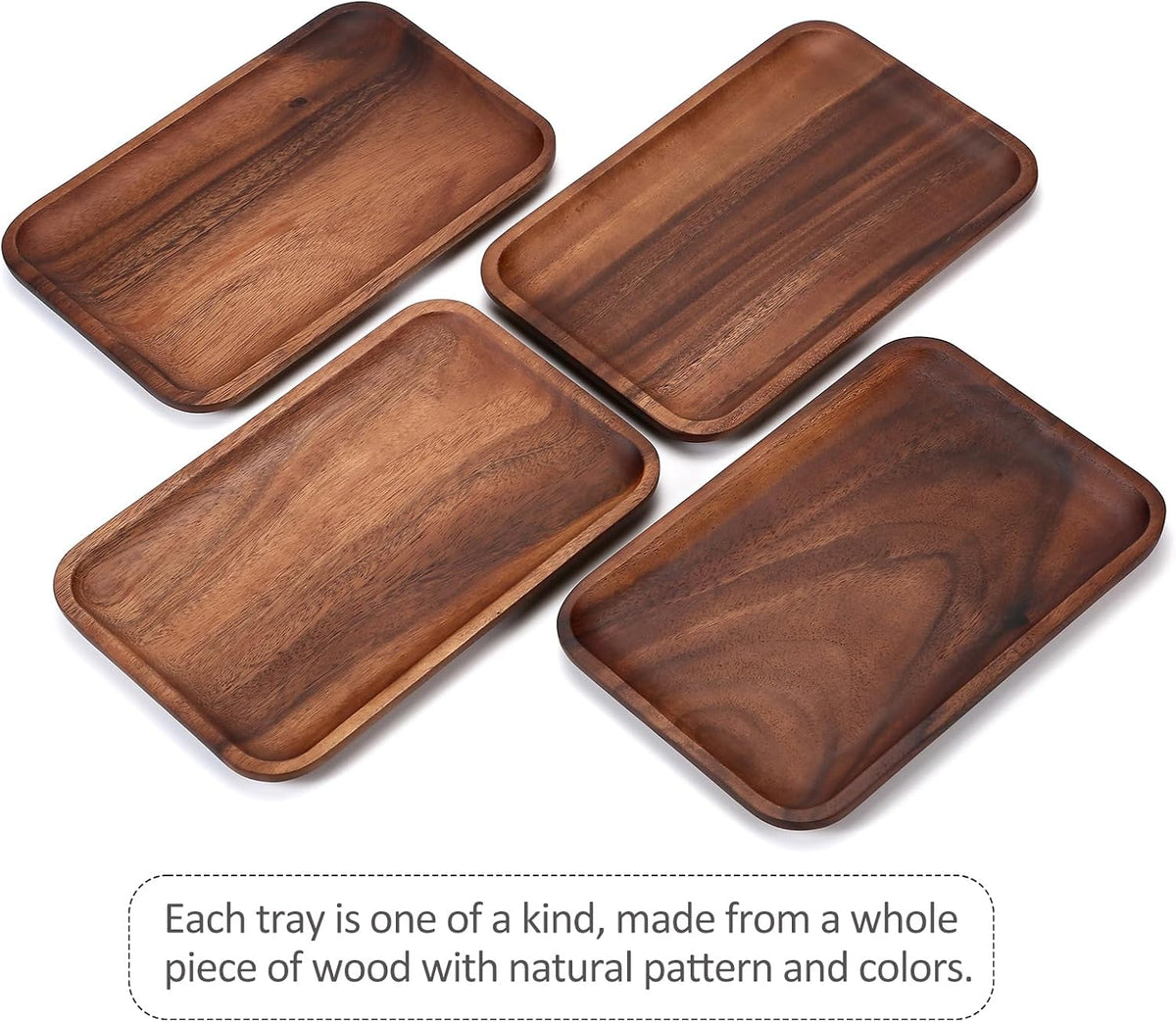 5PCS Serving Acacia Wood Valet Tray for Men Women, Catch All Acacia Mens Key ...