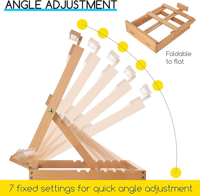 MEEDEN Heavy-Duty Tabletop Studio H-Frame Wooden Easel- Solid Beech Wood - Image 3