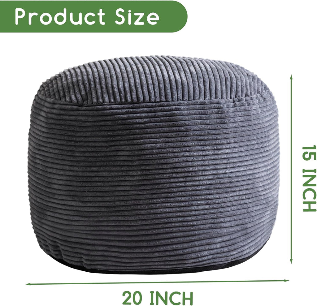 higogogo round stuffed pouf ottoman, corduroy poufs with shown in use
