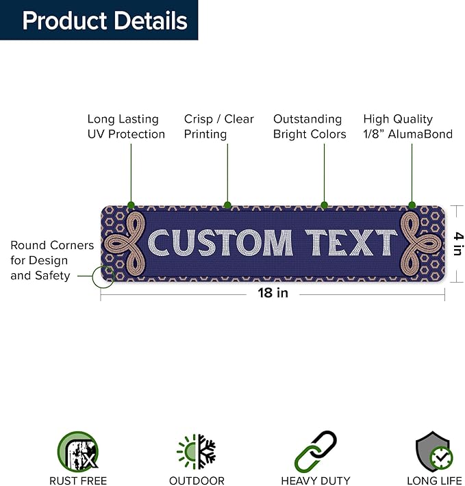 Custom Sign, Custom Street Sign, 11 Font Colors, 13 Font Styles, 4 Hole Options - Image 6