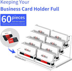 NIUBEE Clear Business Card Holder 4 Tier Acrylic Business Card Stand, 8 Slots - Image 3