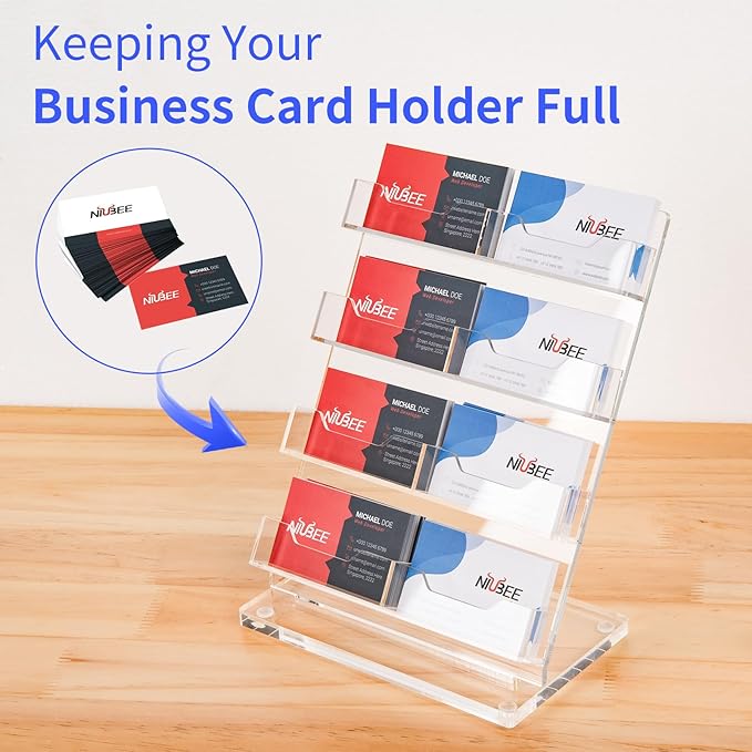NIUBEE Acrylic Business Card Holder 8 Slots - Image 3