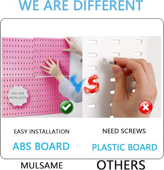 MULSAME Pegboard Combination Kit, 25.2" x 25.2" Wall Mounted Storage Set - Image 6