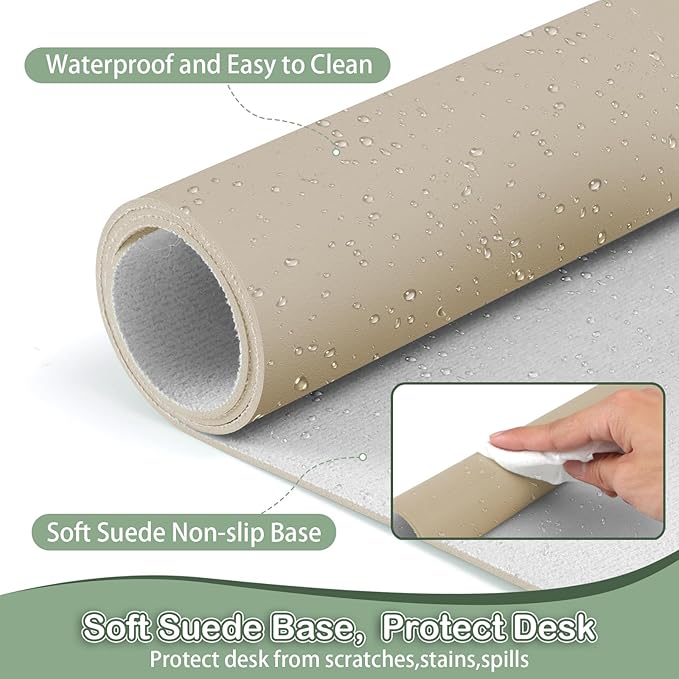 Boutilon Leather Desk Pad Protector, Non-Slip Mouse Pad, Laptop Desk Pad - Image 4