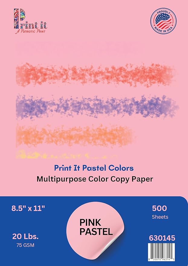 PrintIt Colors Multipurpose Paper, 20 lbs., 8.5" x 11", 500 Sheets/Ream – by Unknown