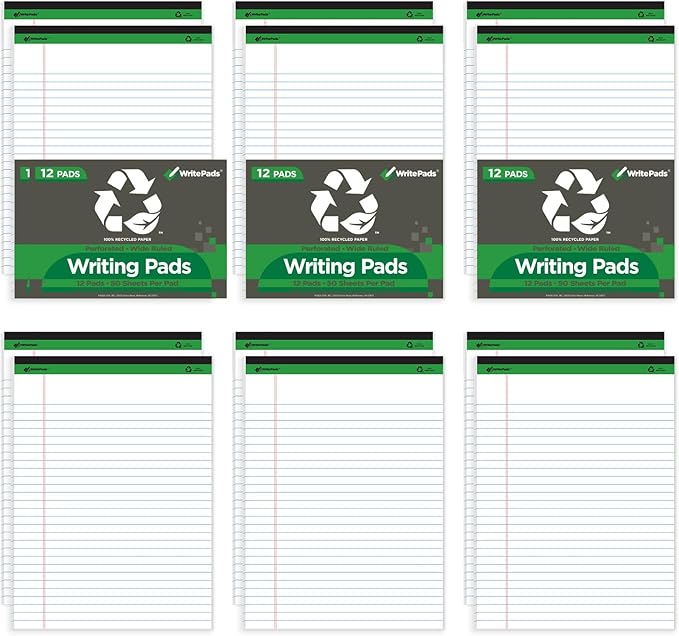 KAISA White Legal Pads Writing Pads Recycled Paper, 8.5"x14" Wide Ruled Lined - Image 7