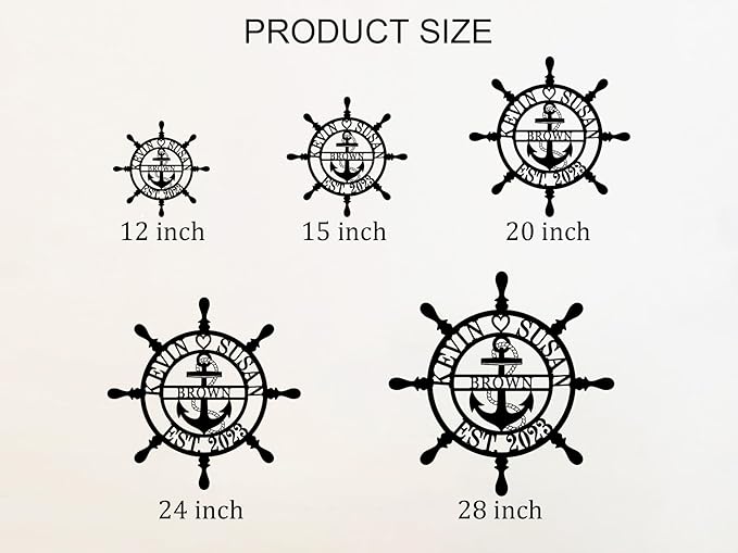 Personalized Wheel Ship Metal Sign, Custom Nautical Wall Decor, Custom Ship - Image 3