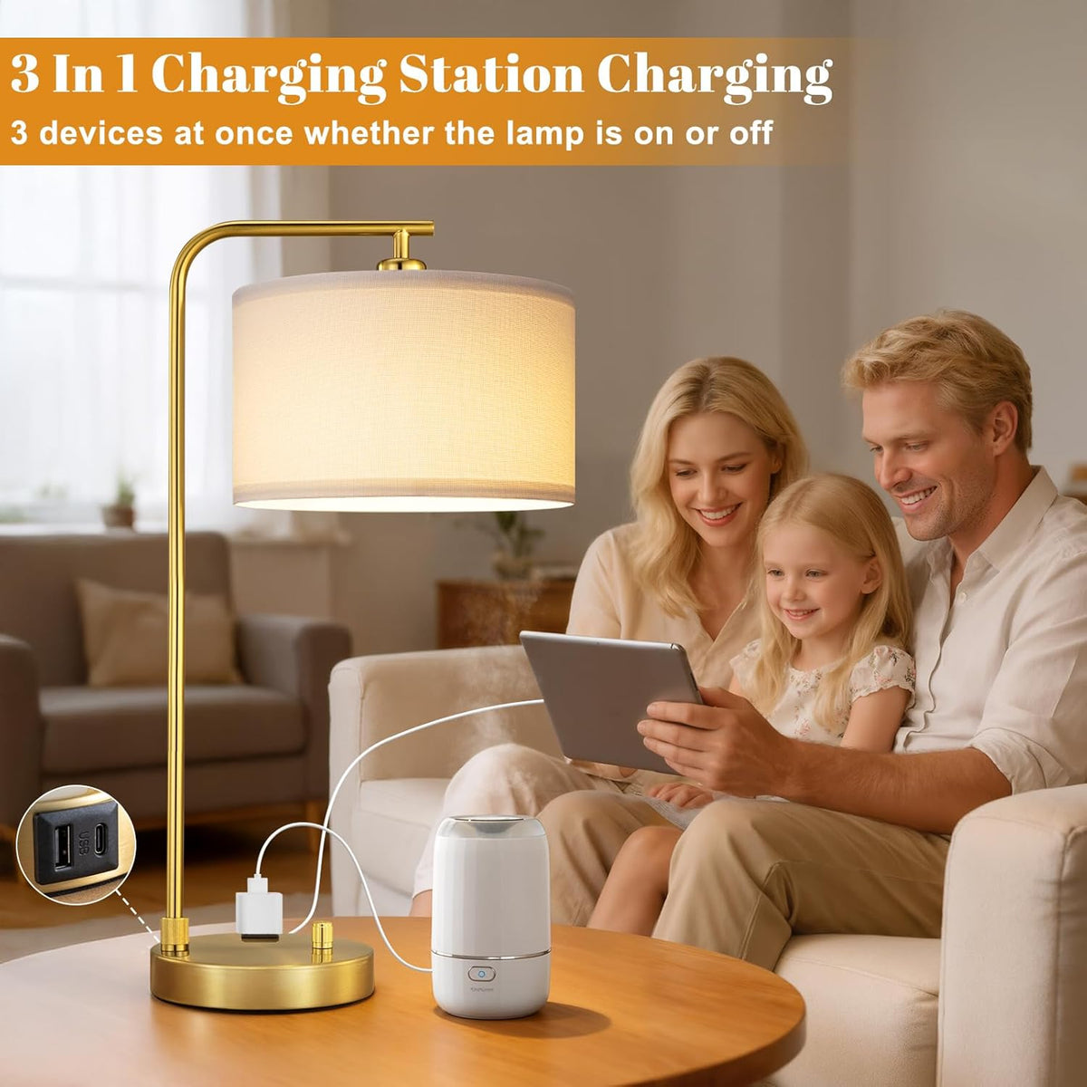 gold bedside lamps set of 2, fully dimmable, close-up detail