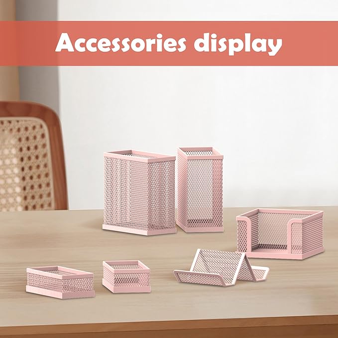 SUPEASY Pen Holder for Desk, 6 Piece Mesh Desk Organizer set for Office - Image 2