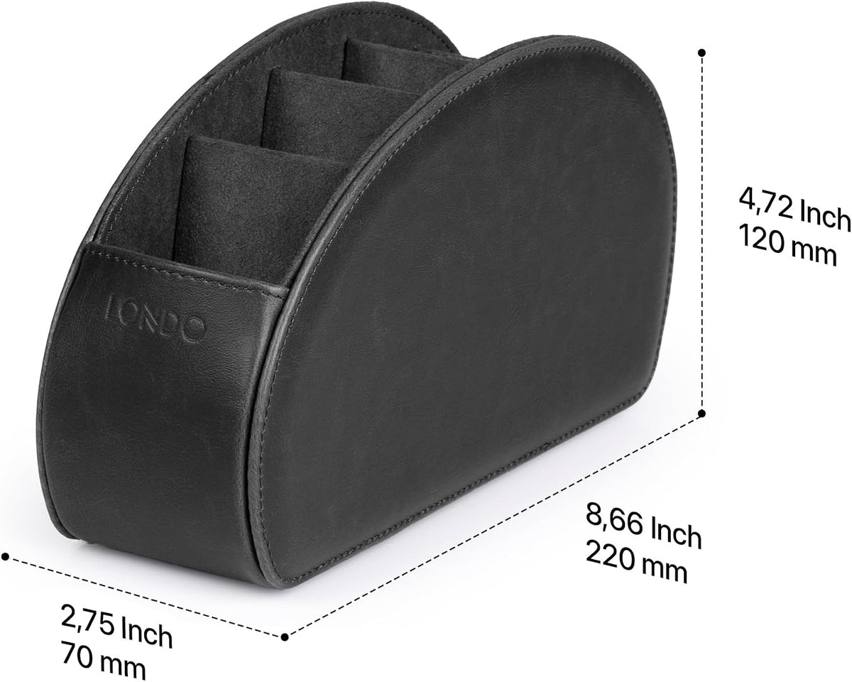 Londo PU Vegan Leather Remote Control Holder with 5 Pockets, Nightstand Caddy...