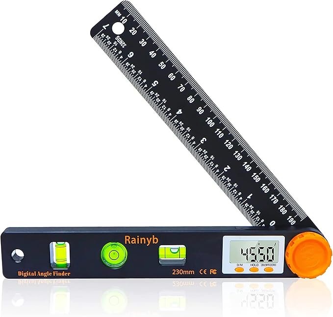 Rainyb Digital Angle Finder Tool 7inch 0-360 degree LED Digital Protractor by Rainyb