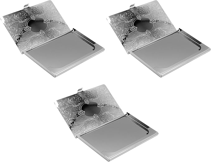 Stephanie Imports Set of 3 Slim & Minimalist Metal Business Card Holder Unisex - Image 2