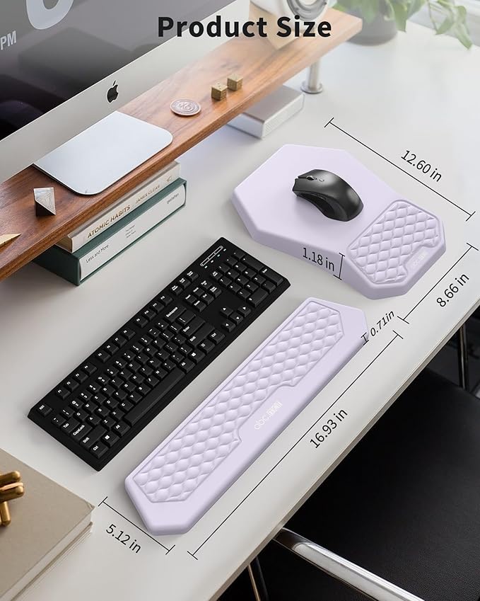 Ergonomic Mouse Pad and Keyboard Wrist Rest Support Set, Massage Design Mousepad - Image 4