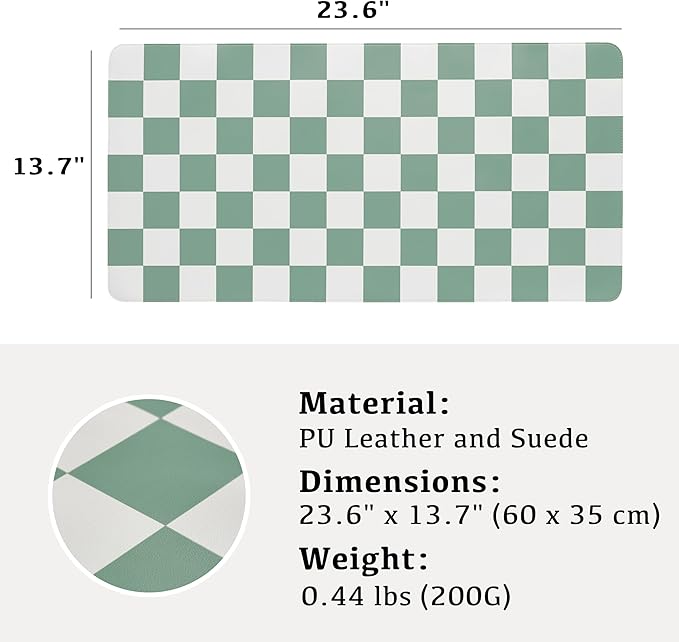 Ohocut Checkered Desk Mat, Large Cute Aesthetic Retro PU Leather Computer - Image 3