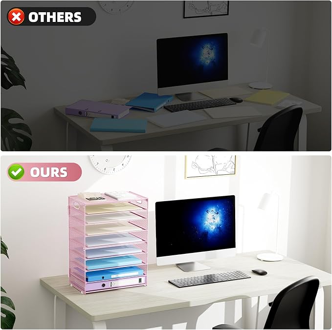 Marbrasse Paper Organizer Letter Tray, 9 Tier Mesh File Organizer - Image 4