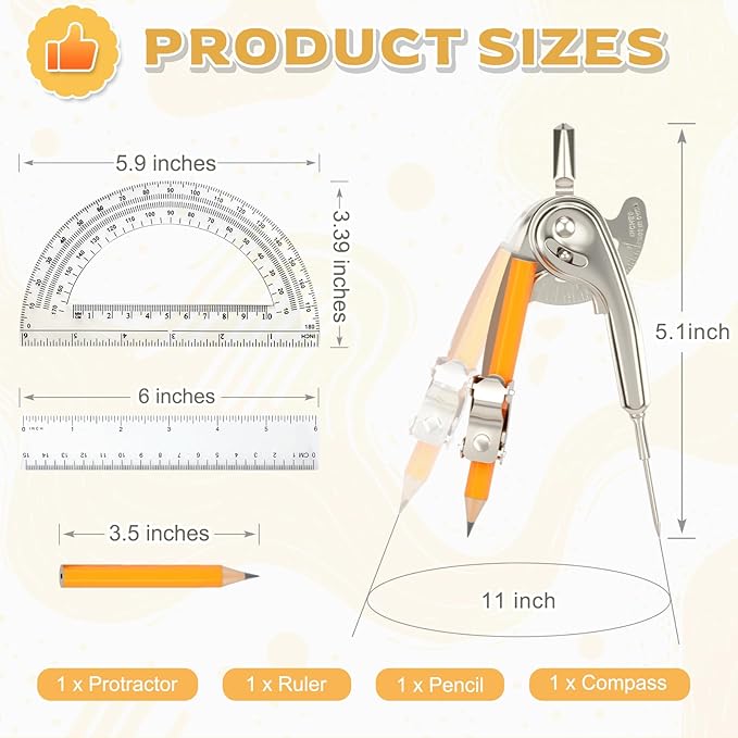 4 Pieces Geometry Math Set Compass - Image 2