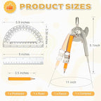 4 Pieces Geometry Math Set Compass - Image 2