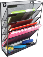 EASEPRES Hanging File Holder Organizer, 6 Tier Mesh Metal Wall Mount Document by EASEPRES