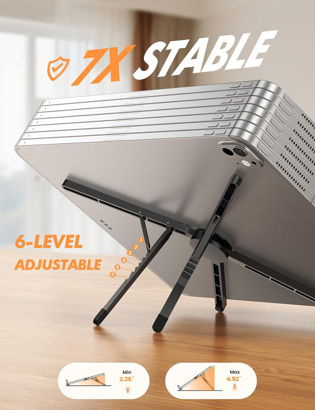 Lamicall Portable Laptop Stand for Desk & Travel 0.47in Ultra-Slim 10-15.6" | Foldable Aluminum Laptop Riser, Adjustable Computer Holder for Office Home College fit MacBook Neo Air HP Dell iPad Tablet