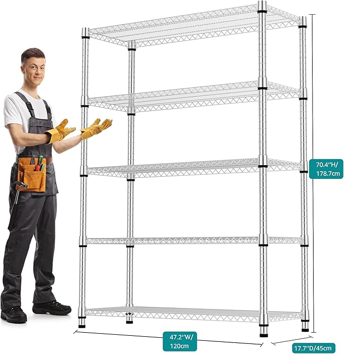 M MZG 5 Tiers Shelf Metal Storage Shelves 3300 lbs Steel Storage Shelving - Image 3