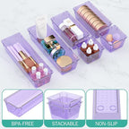 WOWBOX 6 Pack Clear Drawer Organizer Set, Acrylic Drawer Storage Trays - Image 3