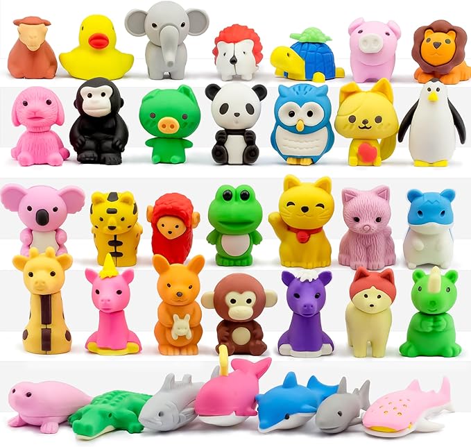 Gomimeor 35 Pcs Animal Erasers for Kids, Pencil Erasers Bulk, Cute Animal by GOMIMEOR