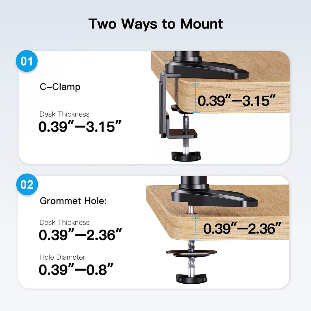 huanuo triple monitor mount for 17 to 32, front angle view