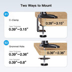 huanuo triple monitor mount for 17 to 32, front angle view