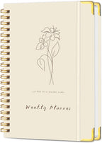 Undated Weekly Planner with Metal Corner Hardcover Notebook, A5 Size Journal by KAICNPAPER